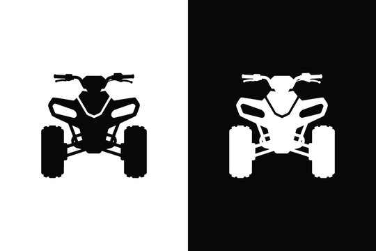Rugged quad bike silhouette in monochrome vector style, Off-Road ATV illustration