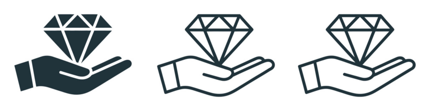 Hand holding diamond vector illustration representing luxury wealth quality and precious value concept for premium investment and asset design.