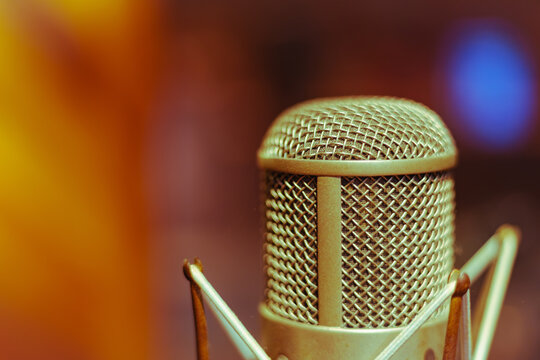 Vintage microphone in the recording studio