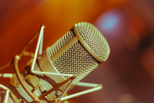 Vintage microphone in the recording studio