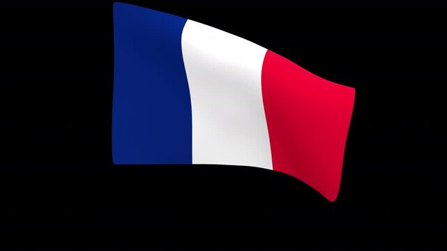 Flag of France &ndash; 3d render looped with alpha channel.