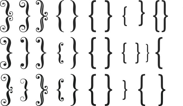 Elegant Decorative and Minimal Curly Bracket Icon Set for Typography, Programming, and Graphic Design Projects