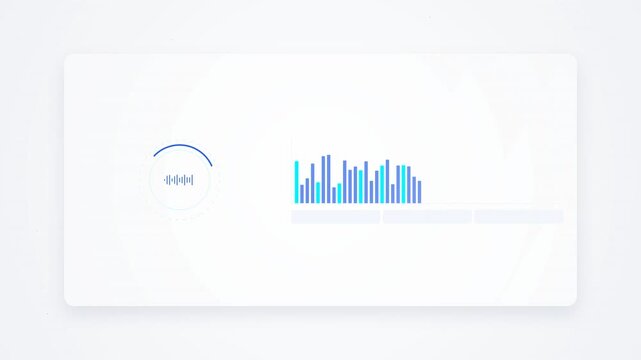 Modern digital interface with animated audio waveform and data visualization for futuristic motion video