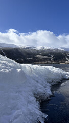 Obraz premium Ice floes on lake in Norway during sunny weather