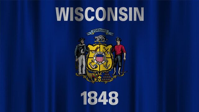 Wisconsin Flag Animation With Fabric Texture
