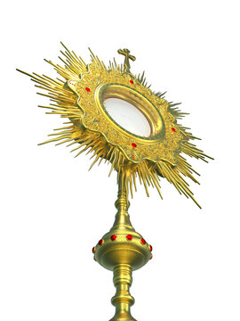 Jesus Cristo no ostens&oacute;rio. Sacramento da Eucaristia. Corpus Christi - Ilustra&ccedil;&atilde;o 3D