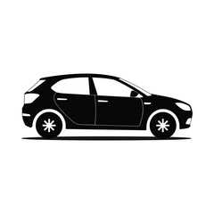 Fototapeta premium car silhouette side view black on white background