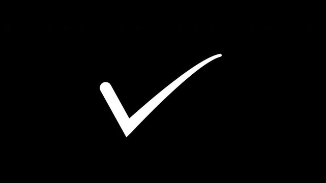 Animated check mark symbol on black background, for ui ux, and success notification