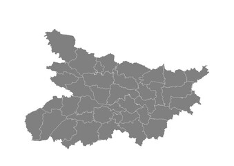 Fototapeta premium Bihar State Map With District Boundaries Grey Vector Illustration Detailed Political Administrative Outline Cartography Graphic Design India Geography Territory Location Shape Isolated Background