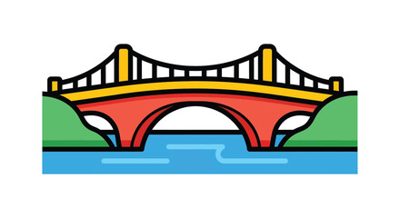 Naklejka premium Colorful illustration of a bridge.