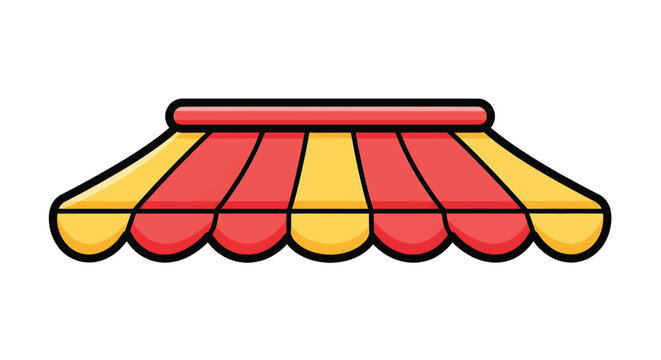 Colorful striped awning canopy detail.