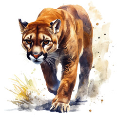 Cougar, watercolor illustration, vector isolated on a white background. © yalora