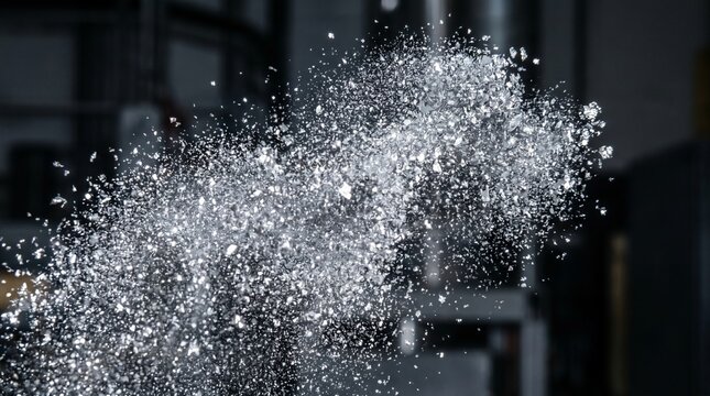 Silver Dust Explosion &ndash; metallic particles burst, macro detail