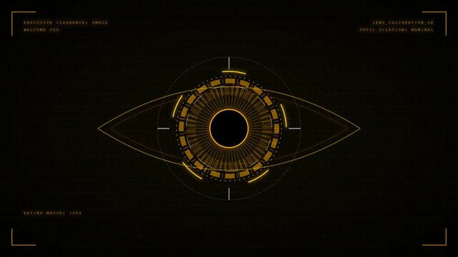 A premium golden corporate VIP retina scan, designed for high-end luxury security and exclusive biometric clearance.