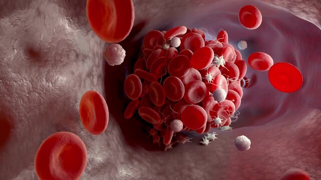 3D Animation of Blood Clot Thrombus Formation Inside Human Artery