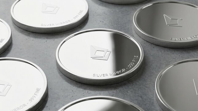 Silver Mirror Coins &ndash; ultra-reflective surface, clean minimal