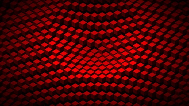 A dangerous crimson threat isometric grid, warning of cyber attacks with glowing red geometric digital terrain.