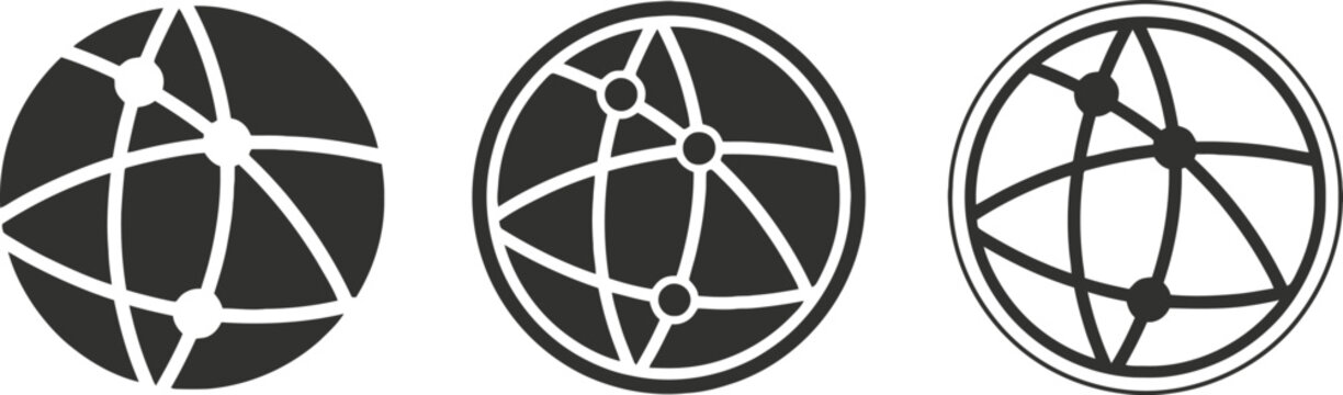 Minimalist globe icon with interconnected lines and dots design Vector