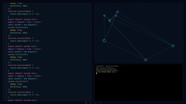 Dynamic 3D Network Visualization Video Showcasing Connecting Nodes and Data Flow Animation