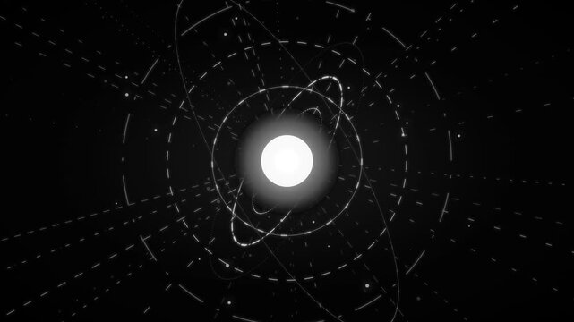 A pristine monochrome clean energy core, spinning elegantly to represent advanced, minimalist, and efficient power generation.