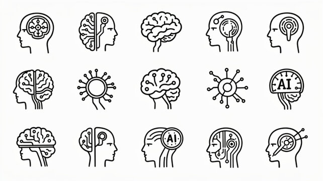 Artificial intelligence brain human heads.