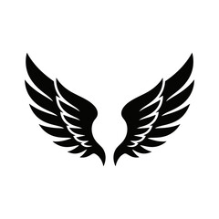 Fototapeta premium Open angel wings black silhouette vector