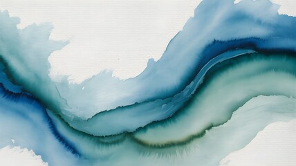 Naklejka premium Watercolor wave in shades of blue and teal on a white paper background