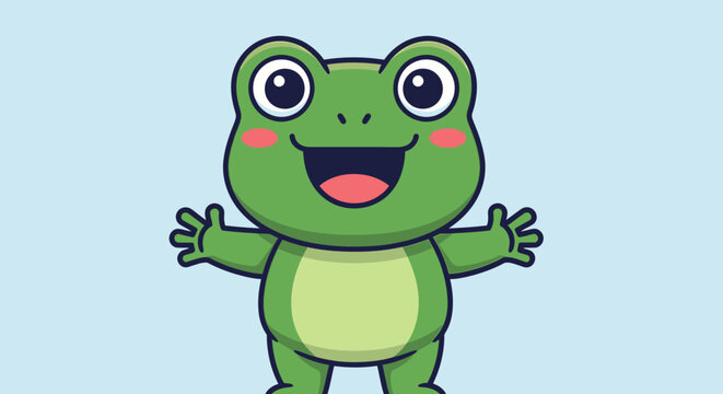 Smiling Cartoon Frog Character Illustration.