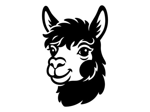 Black llama face silhouette illustration