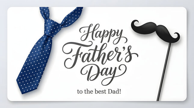Happy fathers day card for dad with tie and mustache