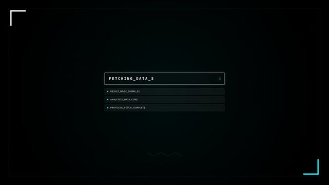 Futuristic Digital Search Interface Animation with Dark Theme and Loading Indicator for Technology Video
