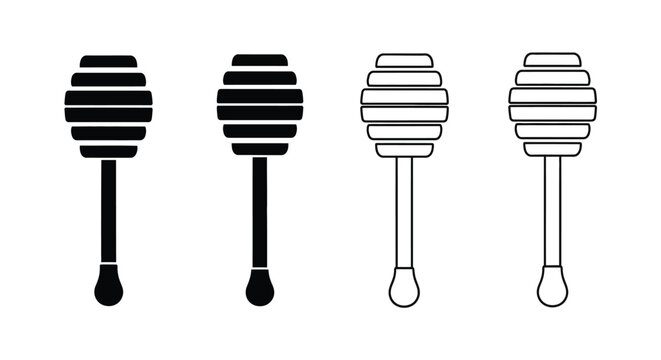 Honey dipper set black and white silhouette