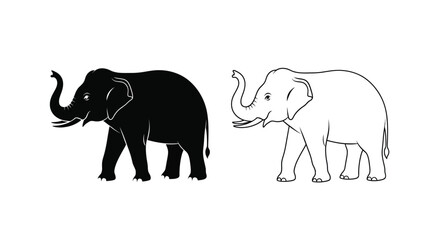 Fototapeta premium Elephant silhouettes on a white background silhouette