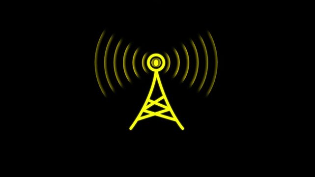 Abstract technology wireless signal. Wave signal tower animated icon wave signal tower looping circle.animation.