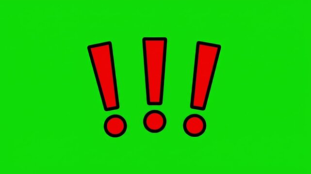 Graphic illustration shows three red exclamation marks on green