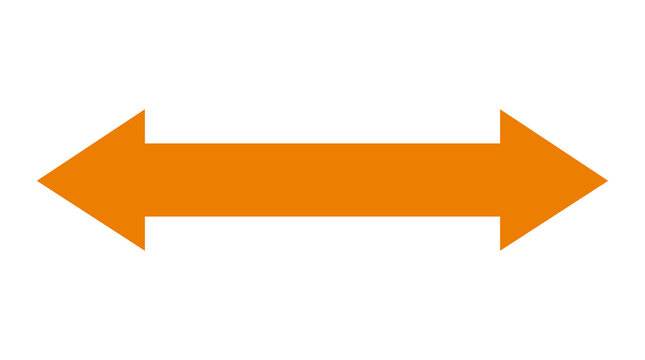 Orange double sided arrow horizontal direction icon design element