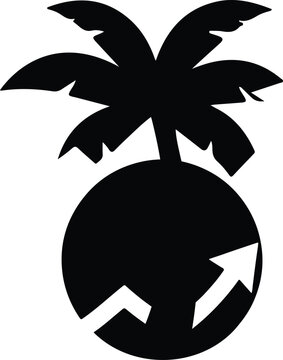 Tropical Beach Mountain Wave Vector Icon