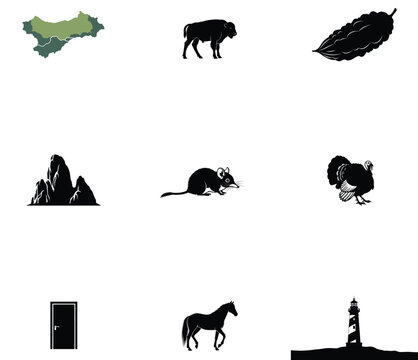 Blue gingham pattern background with animal silhouettes and stripes