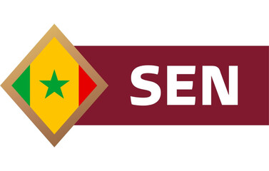 Senegal flag symbol with green star and sen text on maroon background © Ali