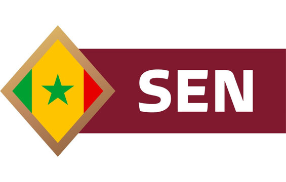 Senegal flag symbol with green star and sen text on maroon background