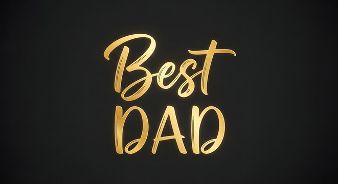Best dad calligraphy gold foil lettering on black background
