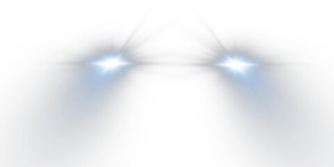 Cars light effect. White glow car headlight bright beams ray isolated on transparent background   © Alesya