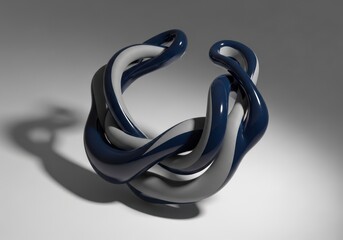 Fototapeta premium Abstract intertwined sculpture in blue and white colors on light background