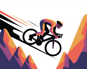 Fototapeta premium Extreme mountain bike adventure illustration