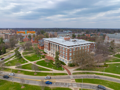 Agriculture Hall aerial view in Michigan State University in East Lansing, Michigan MI, USA. Agriculture Hall is the home of College of Agriculture and Natural Resources. 