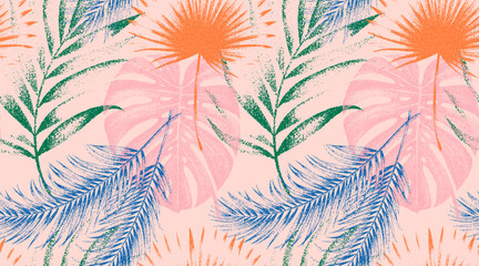 Obraz premium Summer Seamless pattern design, summer print pattern. retro vintage graphics. Tropical Vintage Print patterns 