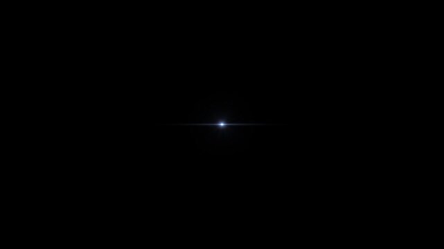 Abstract 4k optical lens flare animation with flashing light streaks, volumetric glow rays, dreamy sun leaks, twinkling star effects and cinematic blue spotlight overlay on black background