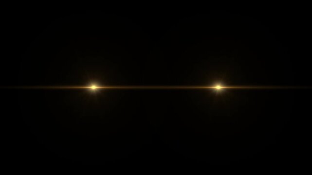 Abstract cinematic lens flare explosion with warm golden sunbeam, golden lens flares overlay fading out into black screen, glowing light streaks, radiant starburst sparkle and smooth bokeh overlay, 4k