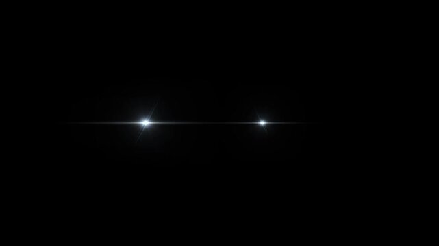 Optical lens flare animation featuring vibrant blue light leak, flash lights, shooting star glow, flickering rays, circular bokeh elements and cinematic flash overlay on black background in 4k UHD