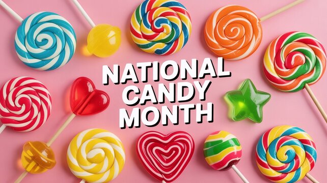 Colorful Assorted Lollipops and Hard Candies Flat Lay for National Candy Month Campaign